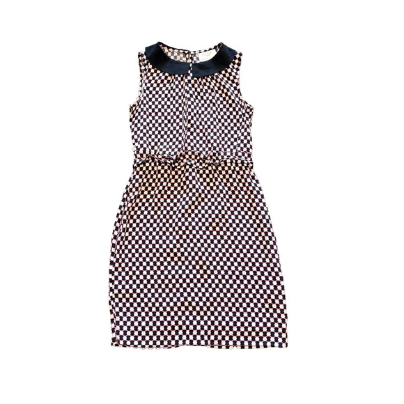 kate spade new york Dresses & Skirts - Kate Spade New York Geometric Dot Fit & Flare‎ Silk Dress 0 pink black white